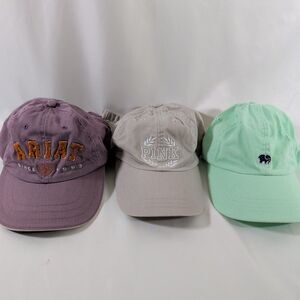 Ariat VS PINK Ivory Ella Womens Baseball Hats Adjustable Caps Lot of 3